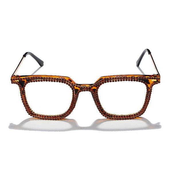 Luxury Rhinestone Frame Anti Blue Light Glasses Vintage Diamond Square Oversize Clear Lens Eyeglasses Optical Spectacle Frame