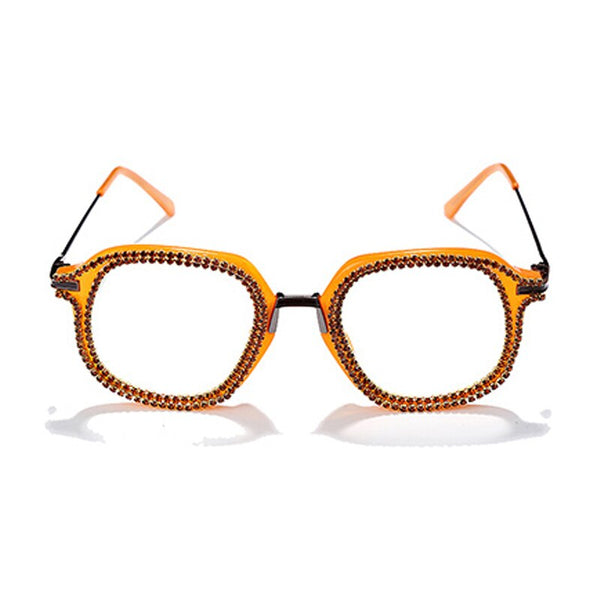 Luxury Rhinestone Frame Anti Blue Light Glasses Vintage Diamond Square Oversize Clear Lens Eyeglasses Optical Spectacle Frame