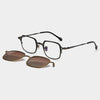 Chez Square Titanium Glasses Frame With Magnetic Sunglasses Clips
