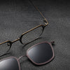 Chez Square Titanium Glasses Frame With Magnetic Sunglasses Clips