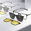 3-in-1 Titanium Glasses Frame With Magnetic Sunglasses Clips