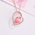 Necklace Rose gold pink pendant and necklace Natural Pink Crystal Necklace Sweet Fresh Love Round Stone Pendant Chain FHN031