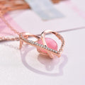 Necklace Rose gold pink pendant and necklace Natural Pink Crystal Necklace Sweet Fresh Love Round Stone Pendant Chain FHN031
