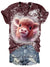 Floral Baby Highland Cow Tie Dye V Neck Casual T-Shirt