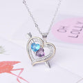 Necklace Pendant+necklace Love Shape Two-color Pendant S925 Silver Birthstone Necklace for Women FHN032