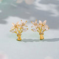 14K Gold Crystal Bouquet Earrings