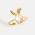 14K Gold Crystal Bunny Ring