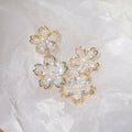 14K Gold Crystal Flower Drop Earrings