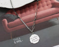 Necklace S925 Silver Retro Letter Round Shape Necklace Women Coin Chain Jewelry Gift FHN016