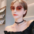new diamond-studded four-leaf clover rimless sunglasses ladies fashion face-covering street shooting explosions sunglasses
