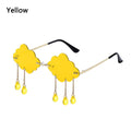 Fashion Retro Rimless Sunglasses Vintage Clouds diamond Tassel Steampunk Disco Glasses Funny Cloud Shaped Shades