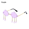 Fashion Retro Rimless Sunglasses Vintage Clouds diamond Tassel Steampunk Disco Glasses Funny Cloud Shaped Shades