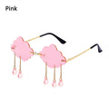 Fashion Retro Rimless Sunglasses Vintage Clouds diamond Tassel Steampunk Disco Glasses Funny Cloud Shaped Shades