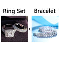 Ring 5 / Ring + Bracelet Free - Luxury 925 Silver Wedding Bridal Ring Set FHR001