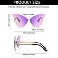 New Fashion Cycling Butterfly Sunglasses for Women UV Protection Vintage Car Metal Rimless Sunglasses Eyewear Decorations