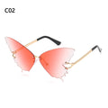 New Fashion Cycling Butterfly Sunglasses for Women UV Protection Vintage Car Metal Rimless Sunglasses Eyewear Decorations