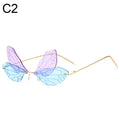New Fashion Cycling Butterfly Sunglasses for Women UV Protection Vintage Car Metal Rimless Sunglasses Eyewear Decorations