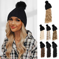 Fashionholla  Ins Hot Hat Hair Extension Long Wavy Curly Black Hat Wig
