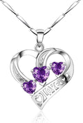 Necklace Purple Silver Necklace Female Hears Arrows Shape Amethyst Pendant Jewelry FHN033