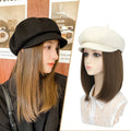 Synthetic 19.5-Inch Newsboy Cap Wig Suitable For Daily Use