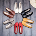 Fashionholla Literary Handmade Retro Leather Soft Flat Shoes