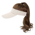 Ponytail Medium Length Curly Hair Open Top Yellow Hat Wig