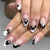 24pcs/Set Black And White Ghosts Stick On Nails Medium Oval