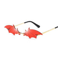 Fashion Rimless Men Sunglasses Women Trendy Bat Shaped Sun Glasses Female Male Vintage Black Mirror Shades Metal