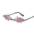 Fashion Rimless Men Sunglasses Women Trendy Bat Shaped Sun Glasses Female Male Vintage Black Mirror Shades Metal