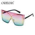Oversize Gradient Sunglasses Rimless Oversized Frame Female Shades