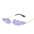 Fashion Fire Flame Sunglasses Women Rimless Wave Sun Glasses Metal Shades For Vintage Women Mirror Eyewear