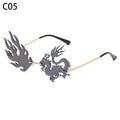 New Unique Rimless Punk Sunglasses Women Fashion Dragon And Phoenix Glasses Men Colorful Party Glasses For Female Shades