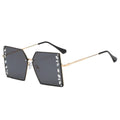 Oversized Rimless Square Diamond Sunglasses Women Glasses UV400