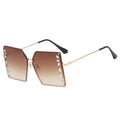 Oversized Rimless Square Diamond Sunglasses Women Glasses UV400