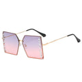 Oversized Rimless Square Diamond Sunglasses Women Glasses UV400