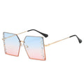 Oversized Rimless Square Diamond Sunglasses Women Glasses UV400