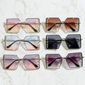 Oversized Rimless Square Diamond Sunglasses Women Glasses UV400