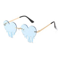 Fashion Unique Love Heart Tear Shape Sunglasses Women Colorful Rimless Eyewear Vintage Clear Ocean Lens Female Sun Glasses