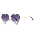 Fashion Unique Love Heart Tear Shape Sunglasses Women Colorful Rimless Eyewear Vintage Clear Ocean Lens Female Sun Glasses