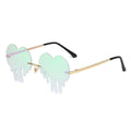 Fashion Unique Love Heart Tear Shape Sunglasses Women Colorful Rimless Eyewear Vintage Clear Ocean Lens Female Sun Glasses