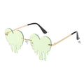 Fashion Unique Love Heart Tear Shape Sunglasses Women Colorful Rimless Eyewear Vintage Clear Ocean Lens Female Sun Glasses