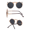 Vintage Steampunk Flip Sunglasses Retro Round Metal Frame Sun Glasses for Men Women Brand Designer Circle Glasses