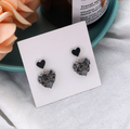 Black Crystal Heart Earrings