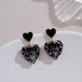 Black Crystal Heart Earrings