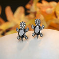 Black Crystal Turtle Earrings