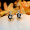 Black Crystal Turtle Earrings