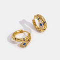 Blue Eyed Gold Snake Earrings