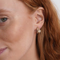 Crystal Daisy Semi Hoop Earrings