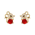 Crystal Red Mouse Earrings