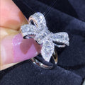 Crystal Silver Bow Ring
